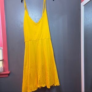 Spaghetti Strapped Yellow Fit and Flare Dress